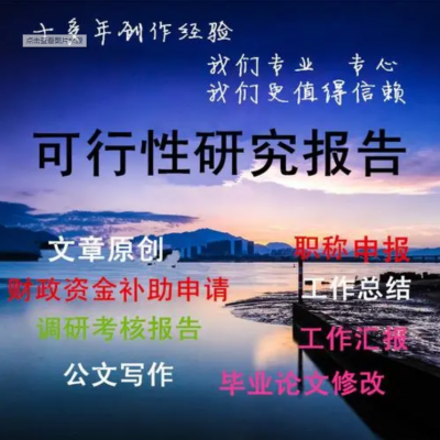 代写可研报告，项目可行性研究报告